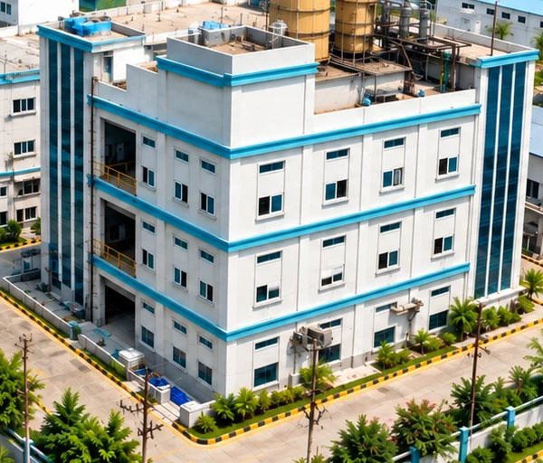 The Harvin labs manufacturing building at GIDC Panoli, seen from above