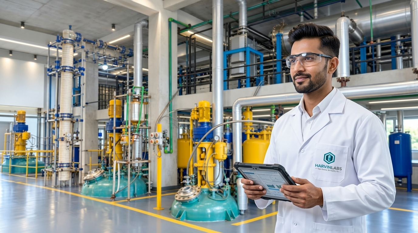 Harvinlabs plant engineer in our modern chemical manufacturing facility